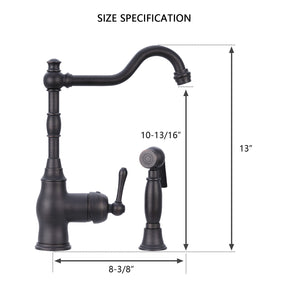 One-Handle Oil Rubbed Bronze Widespread Kitchen Faucet with Side Sprayer - AK96918-ORB