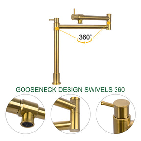 Brushed Gold Pot Filler Kitchen Faucet Deck-Mounted - AK98166-BTG
