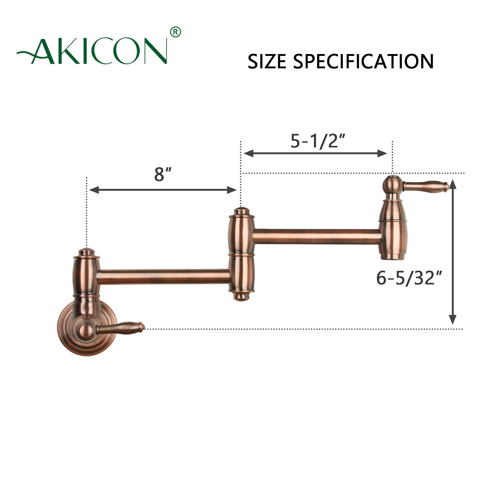 Akicon Antique Copper Pot Filler Wall Mounted Kitchen Folding Faucet - AK98288P1