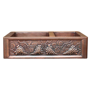 Akicon Double Bowl Farmhouse Apron Copper Kichen Sink