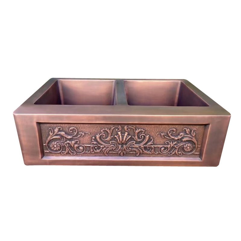 Akicon Double Bowl Undermount Kitchen Copper Sink -AKS604-C