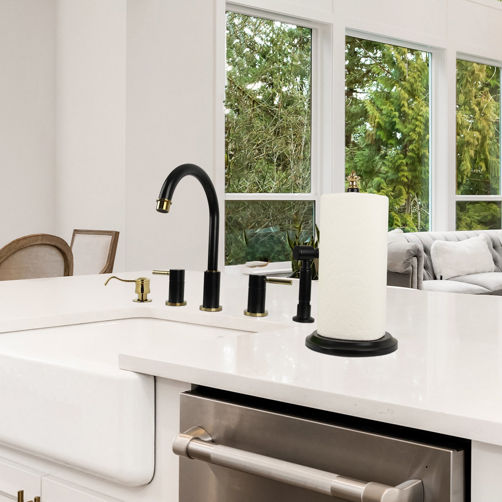 Copper Paper Towel Holder Roll Dispenser Stand for Kitchen Countertop & Dining Room Table - AK79304-C