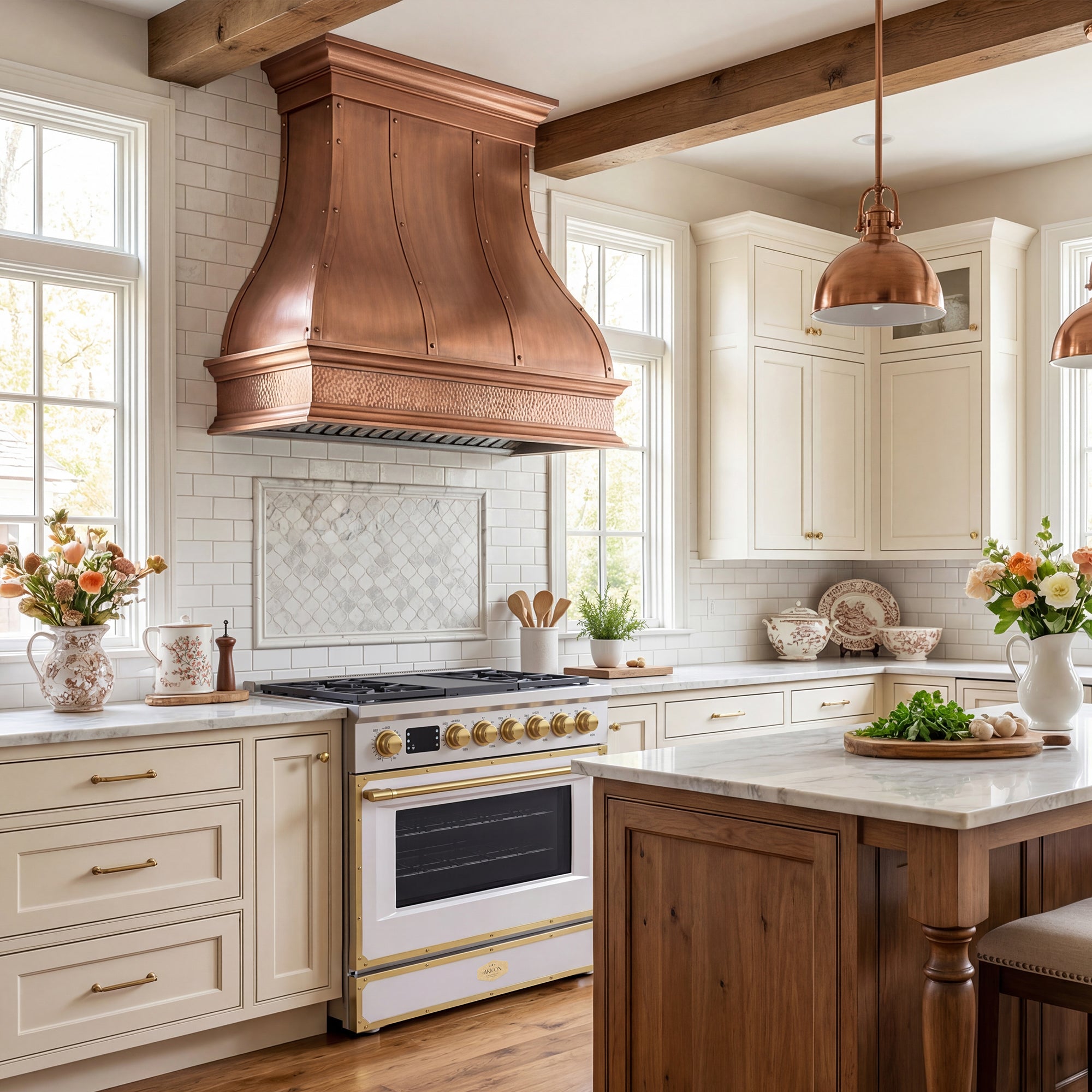 Custom Copper Range Hood Handmade for Luxury Kitchen Design