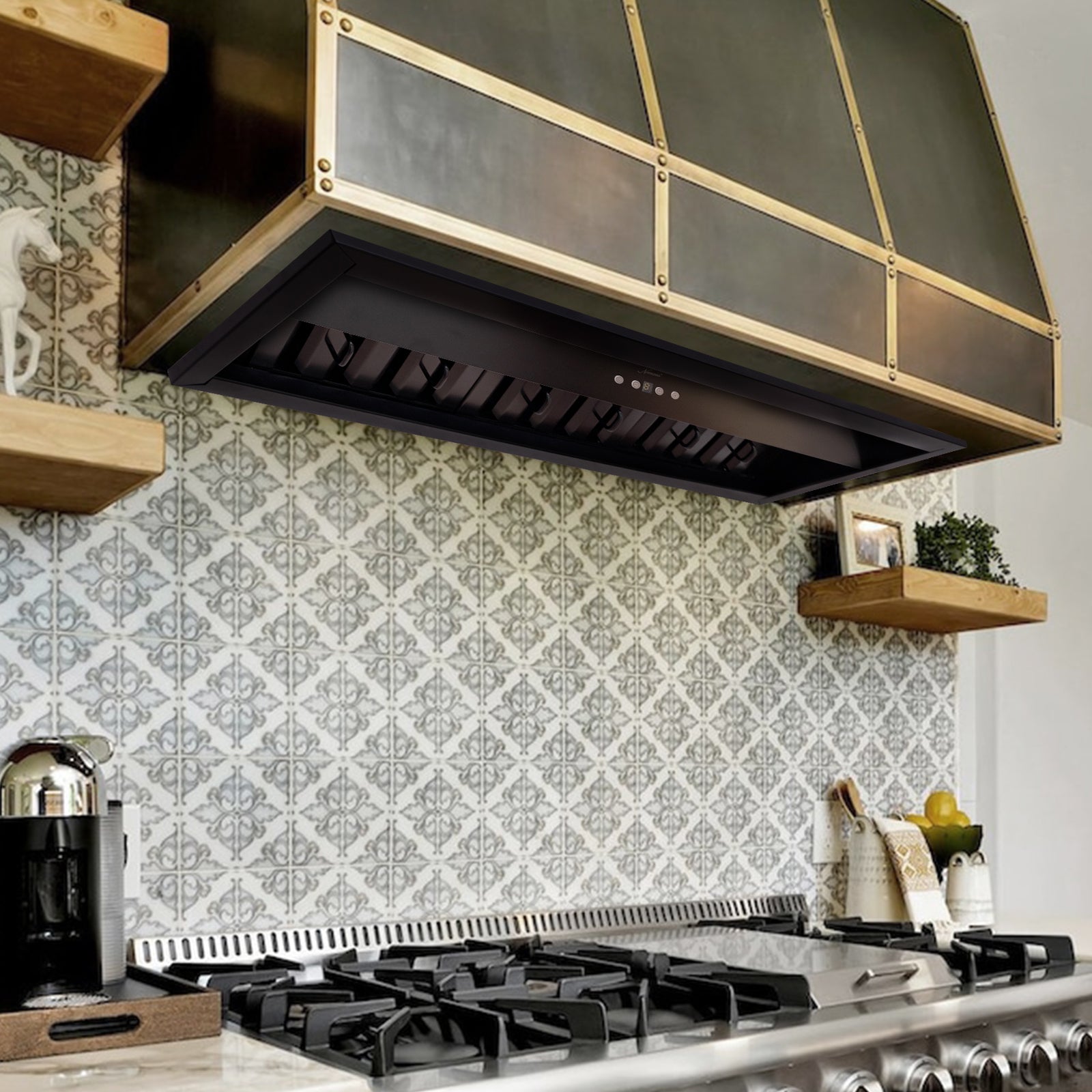 30 Inch Range Hood Insert, Ultra Quiet Stainless Steel Ducted Insert/Built-in Kitchen Vent Hood with Powerful Suction, Dimmable LED Lights and Dishwasher Safe Filters, 600 CFM - Matte Black