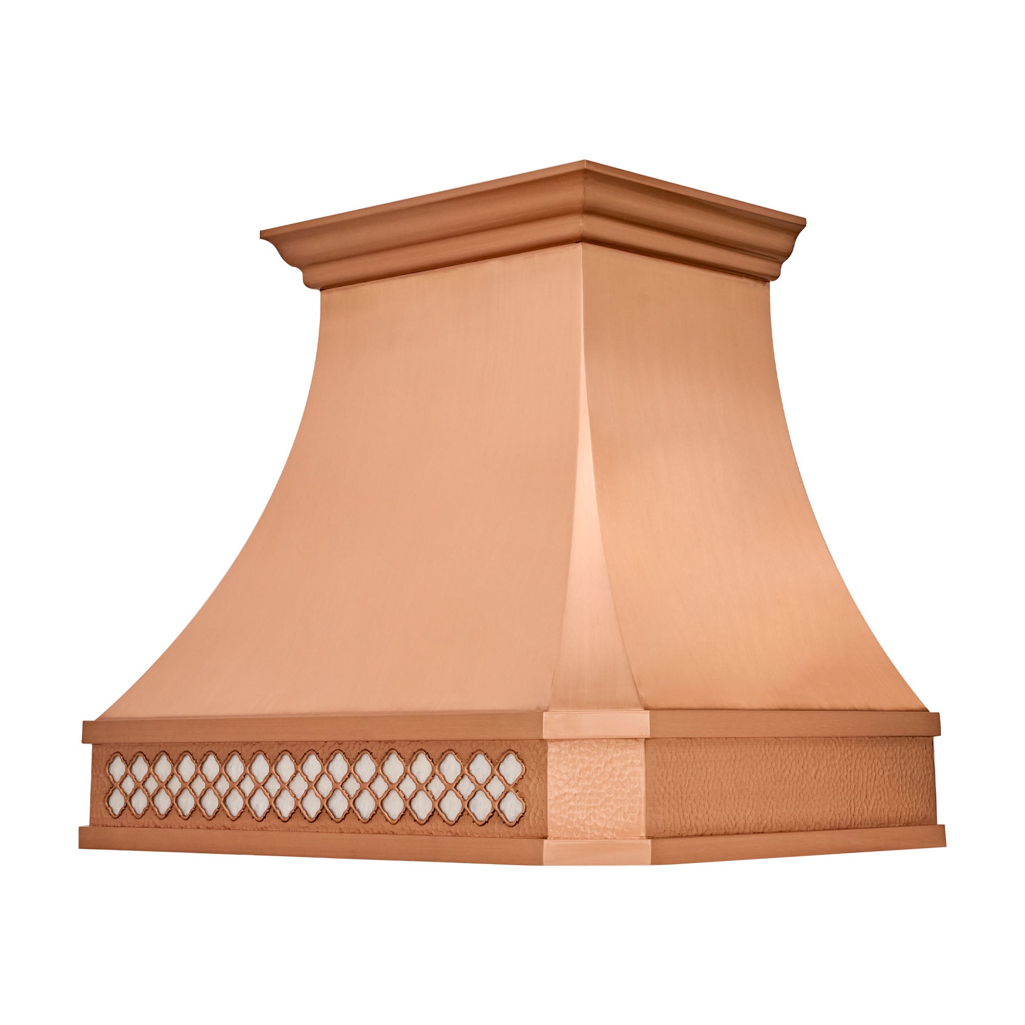 Luxury White Mother-of-Pearl Range Hood with Cutout Design