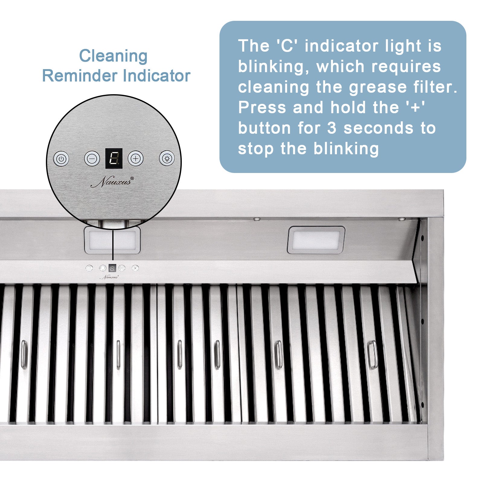 48" Range Hood Insert, Ultra Quiet Stainless Steel 8" Ducted with 1200 CFM Powerful Suction-NX-19IL-48