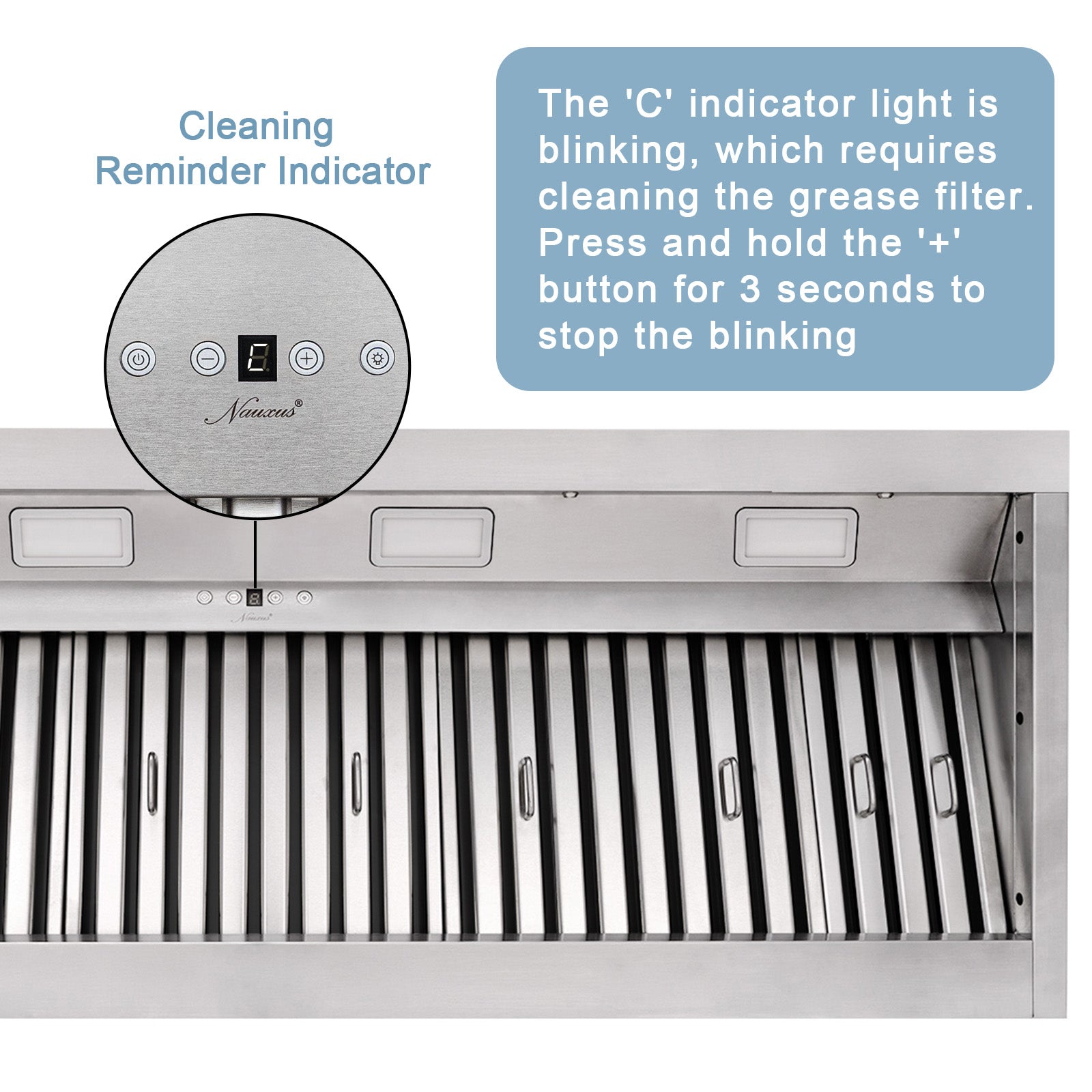 54" Range Hood Insert, Ultra Quiet Stainless Steel 8" Ducted with 1200 CFM Powerful Suction-NX-19IL-54