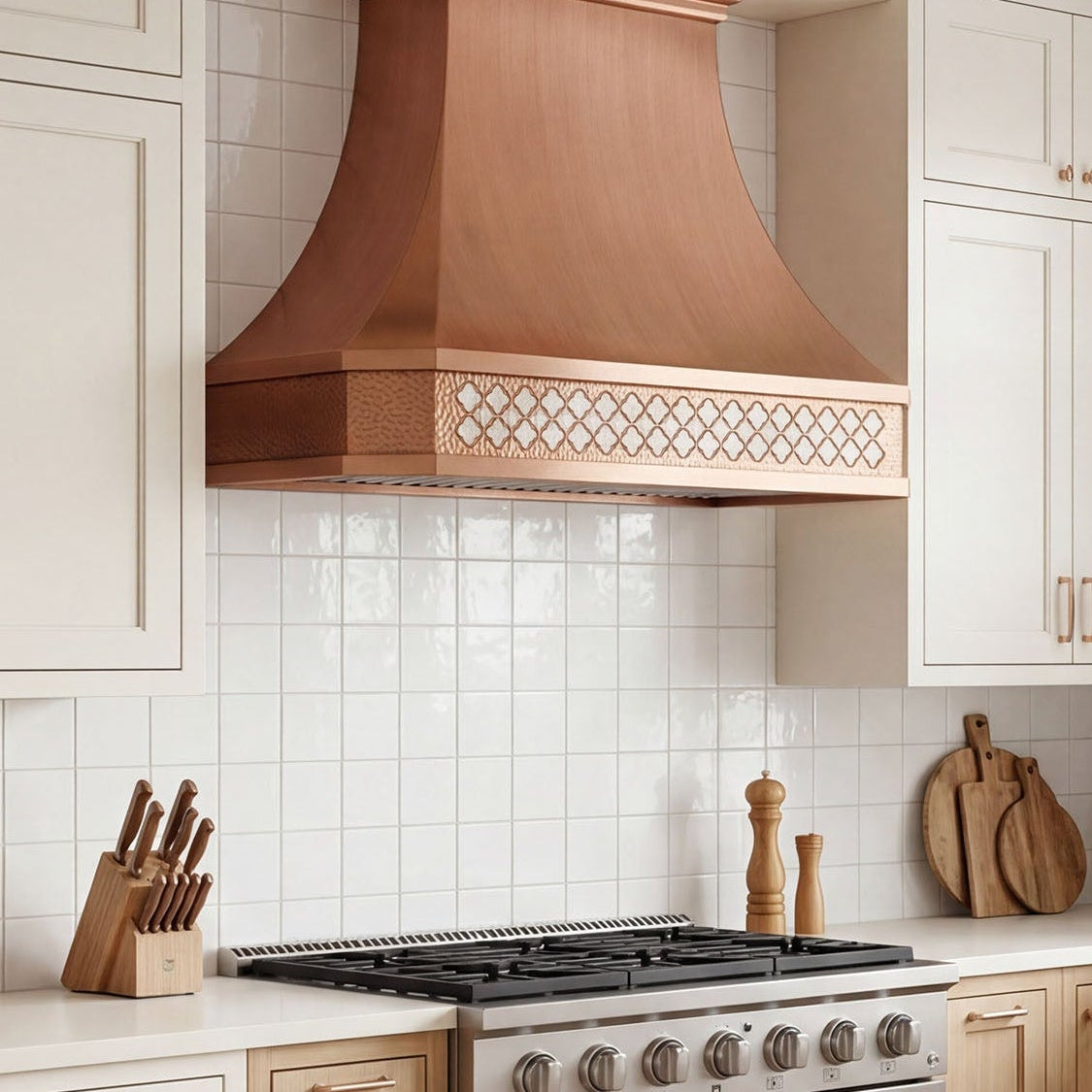 White Mother-of-Pearl Cutout Range Hood