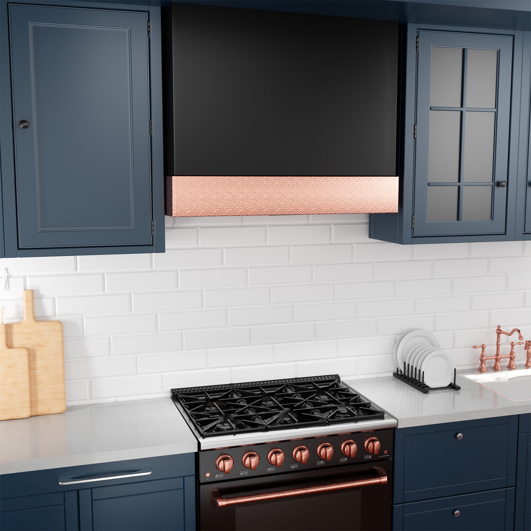 black_custom_range_hood_with_trim_wall_mount_36inch