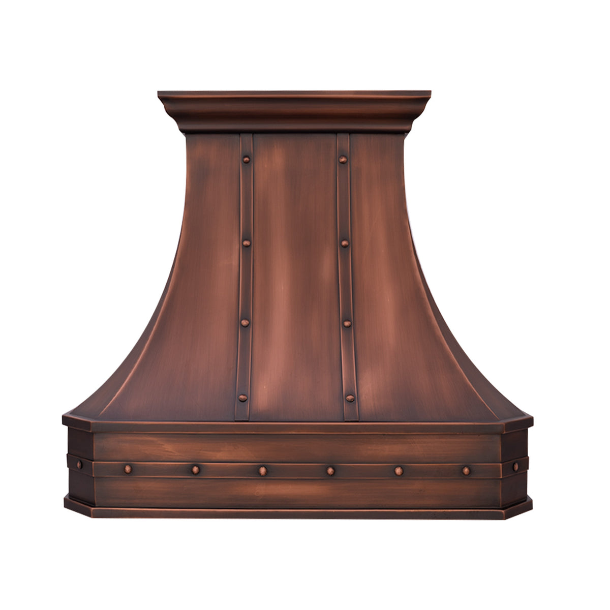 Custom antique copper kitchen range hood 
