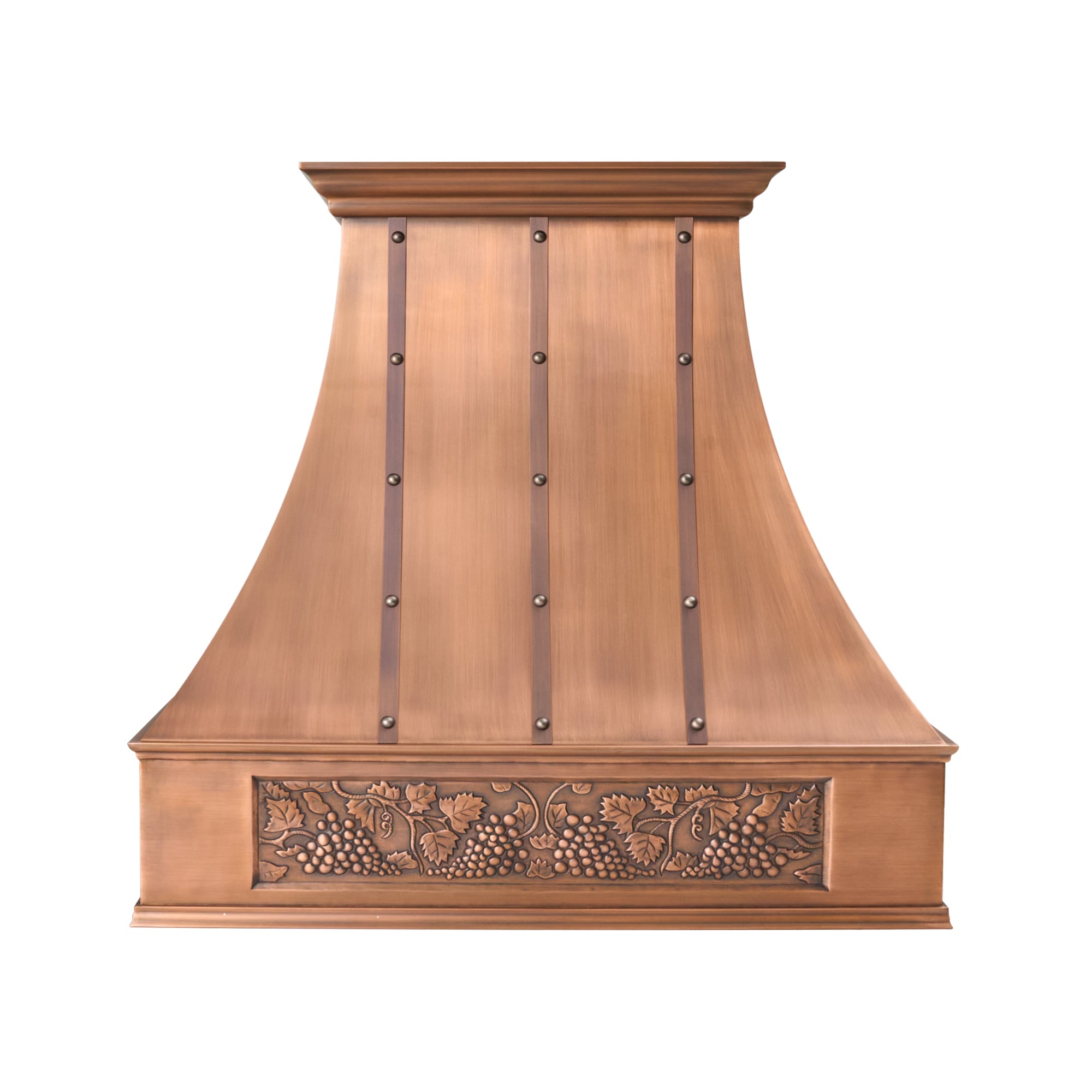 hammered_copper_kitchen_hood_dark_brown_patina