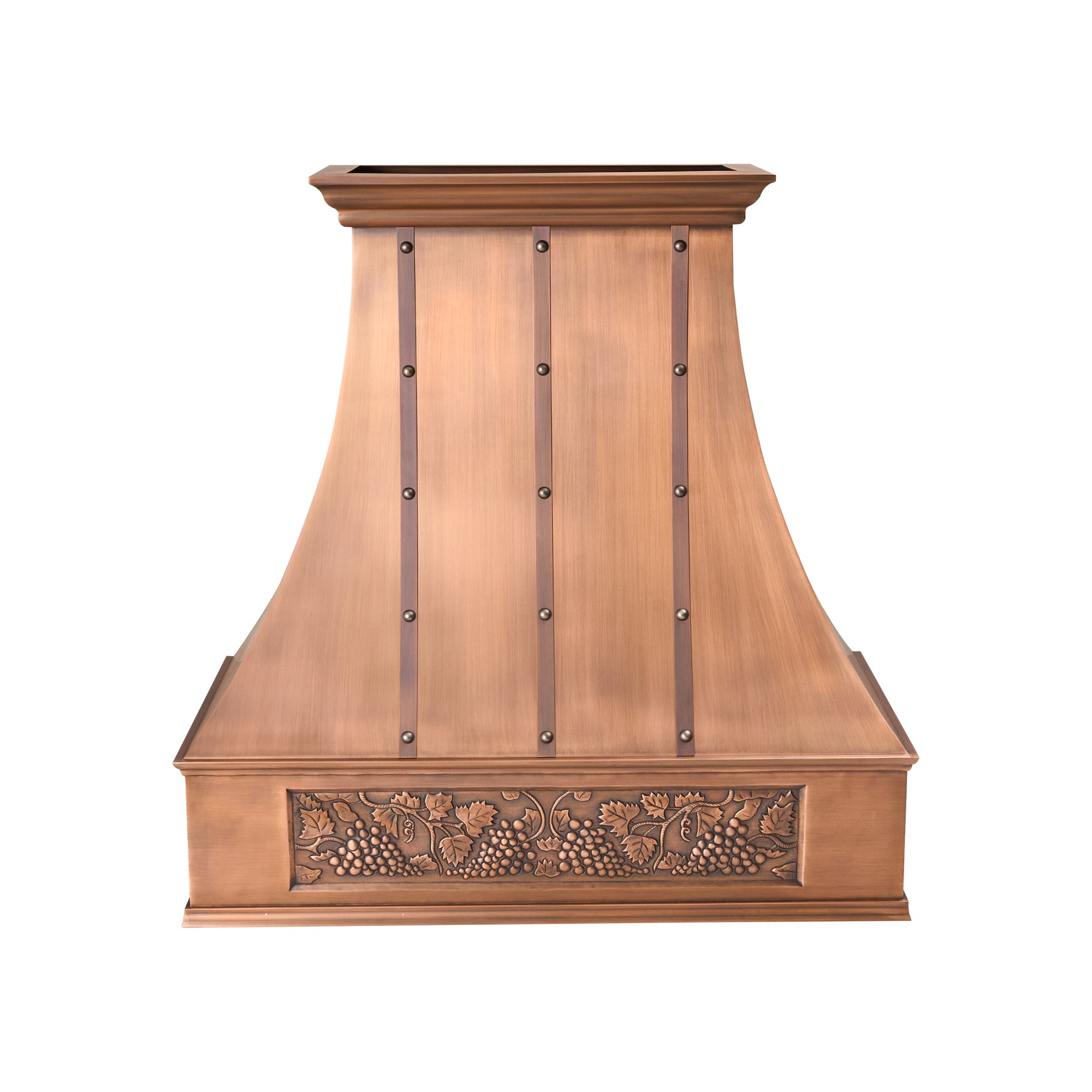 hammered_copper_kitchen_hood_dark_brown_patina_36inch