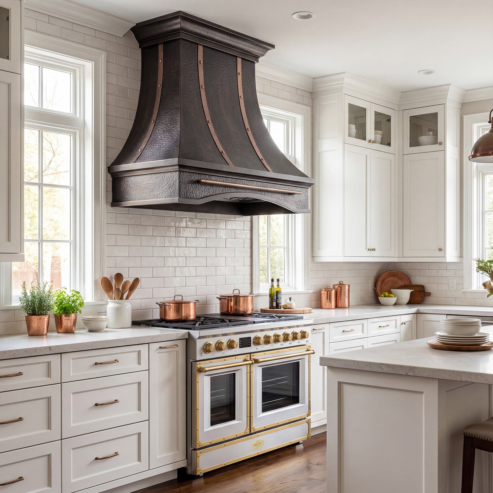 handmade-copper-range-hood-small-kitchen