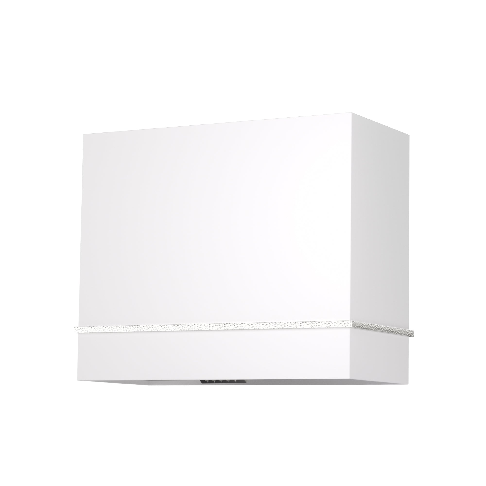 white_stainless_steel_range_hood_with_slive trim_36inch_wall_mount