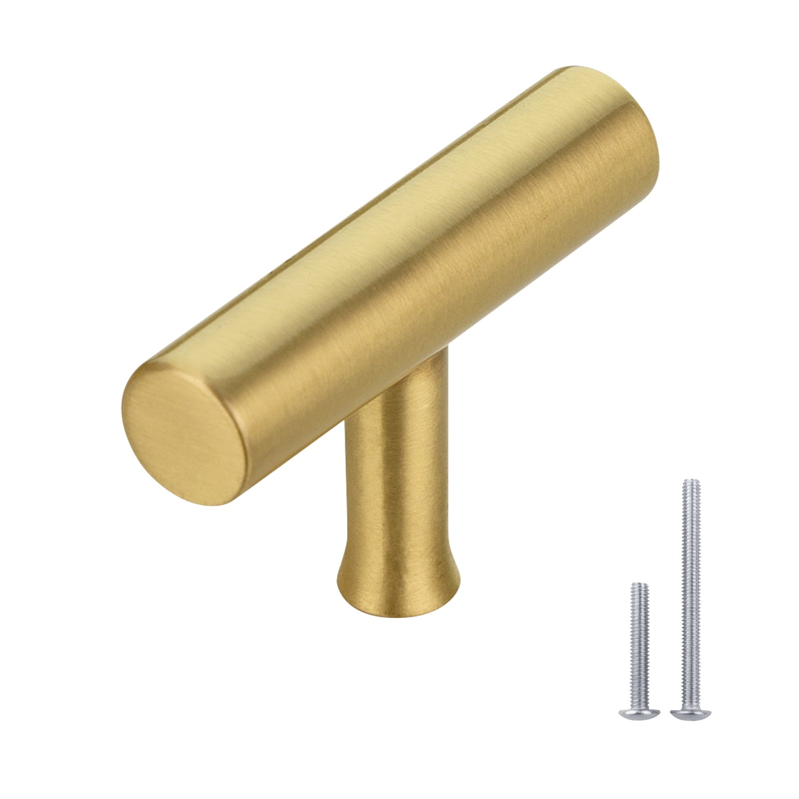 Akicon Brushed Gold Kitchen T Bar Cabinet Pulls 100% Solid Brass Drawer Knob AK01917-BG