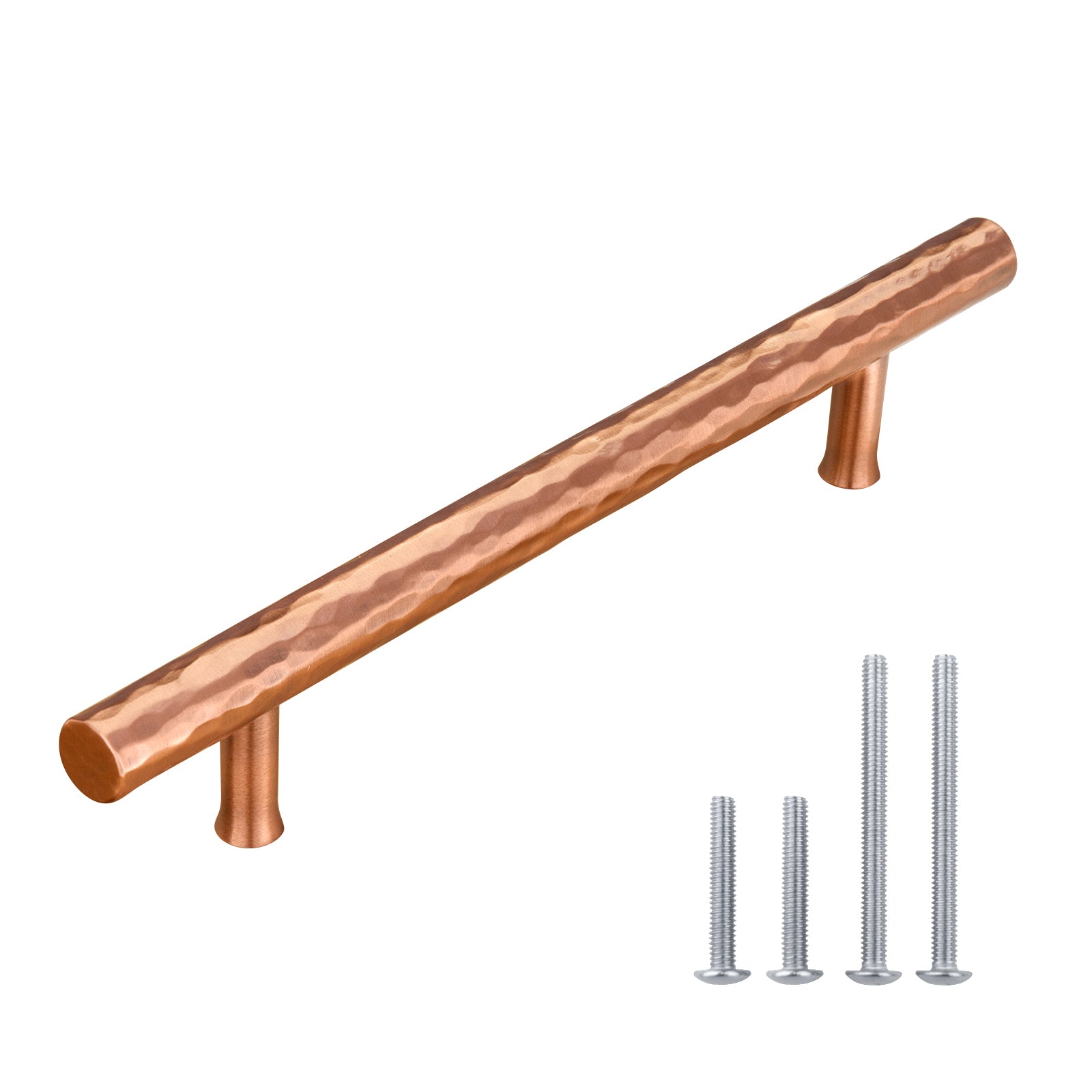 Akicon 5 Inch Hole Center Hammered Copper Kitchen Cabinet Handles 100% Solid Brass Drawer Pulls AK01932A-C
