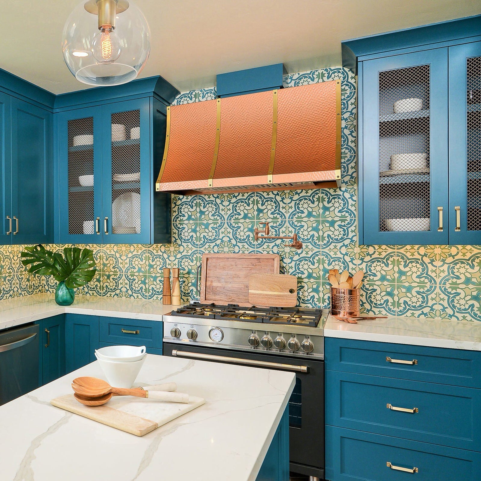 Custom copper range hood