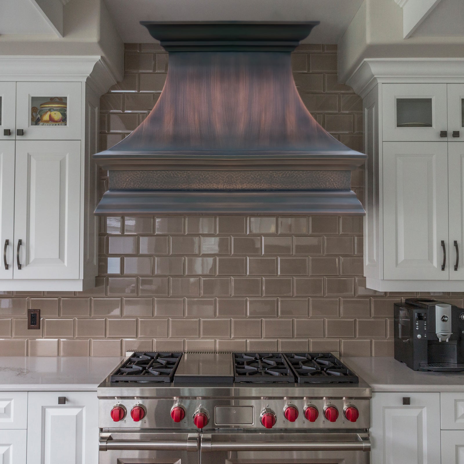 Custom copper range hood