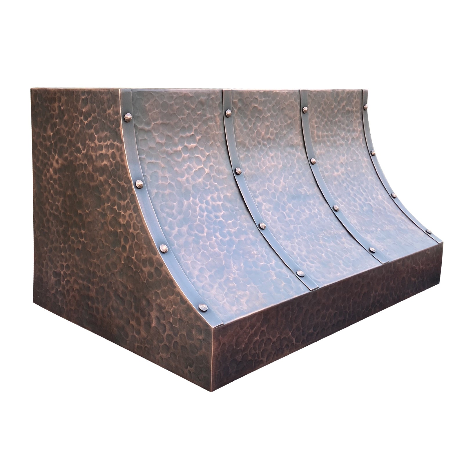 Hammered copper range hood