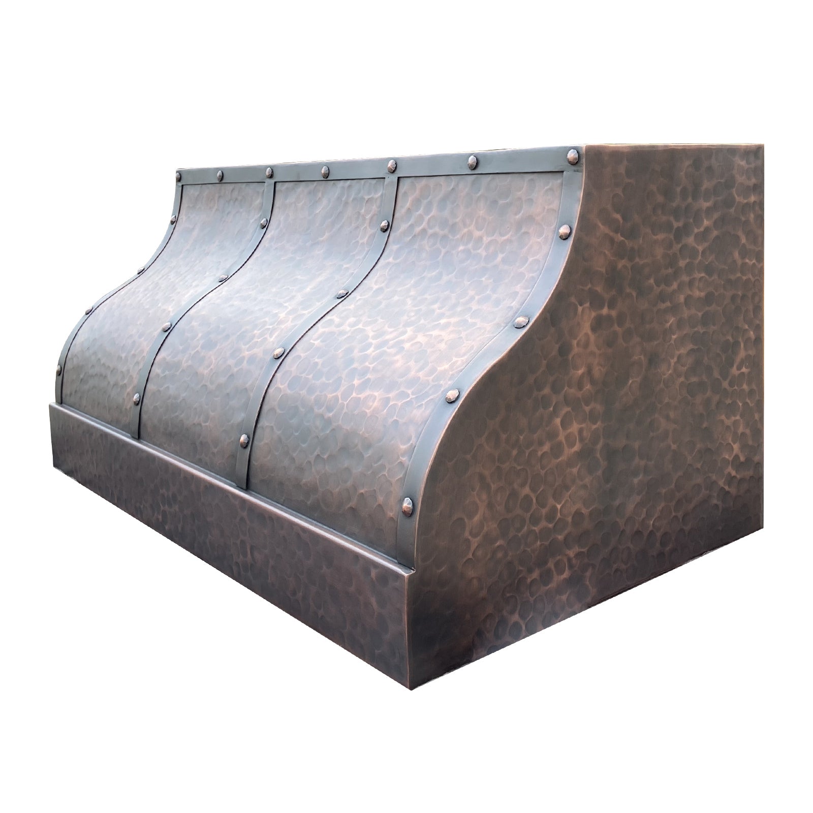 Hammered copper range hood