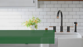 Two-Handles Matte Black & Rose Gold Widespread Kitchen Faucet with Side Sprayer - AK96866-BLRG