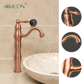 One-Handle Copper Bathroom Vessel Faucet - AK40118A-C