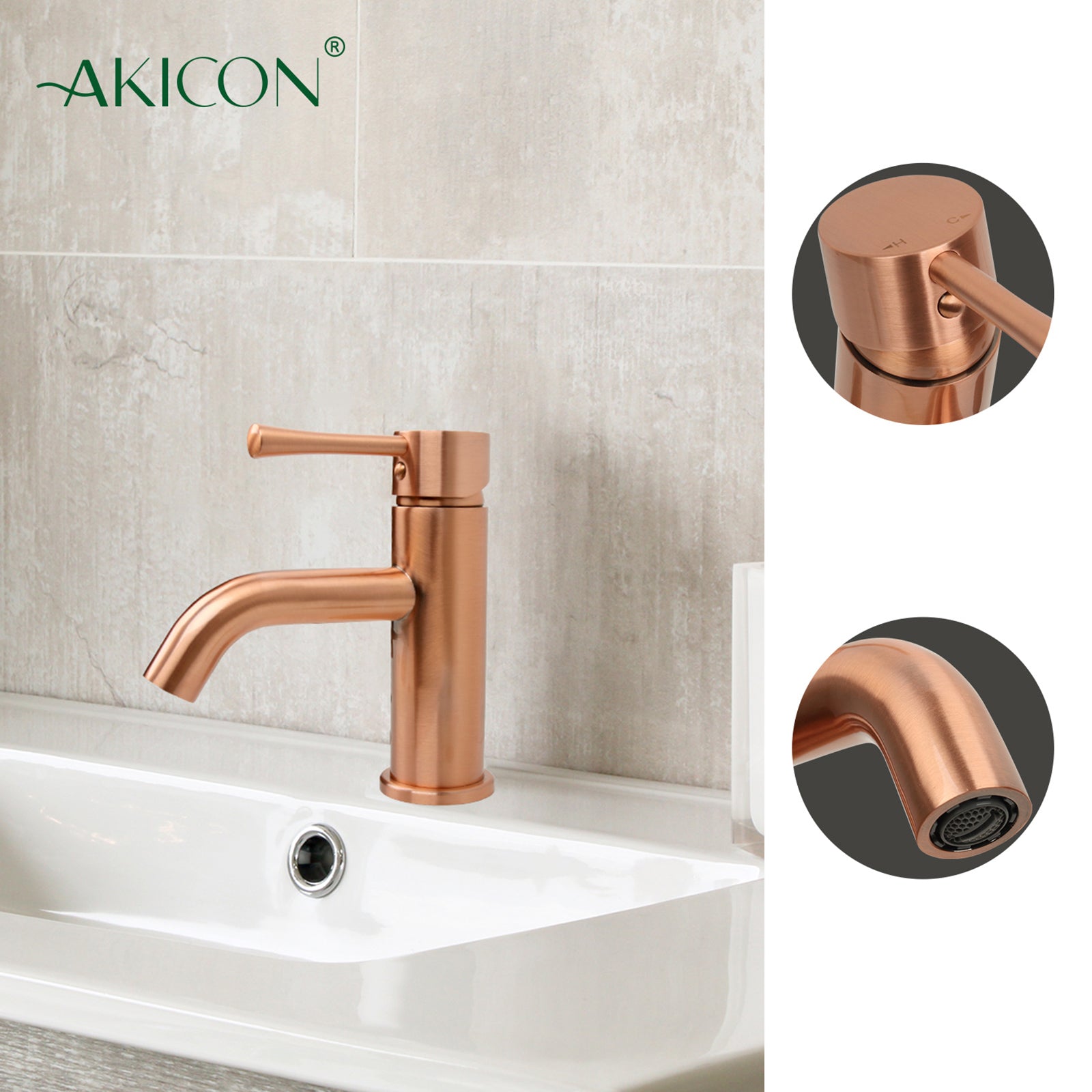 One-Handle Copper Bathroom Sink Faucet - AK40166C