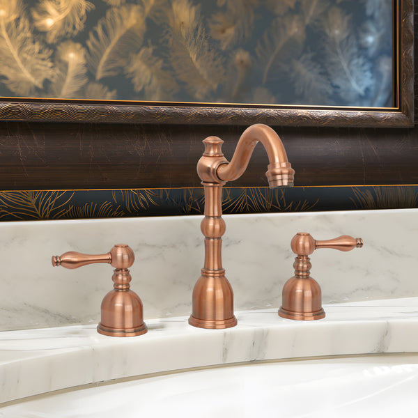 Two-Handle Copper Widespread Bathroom Sink Faucet