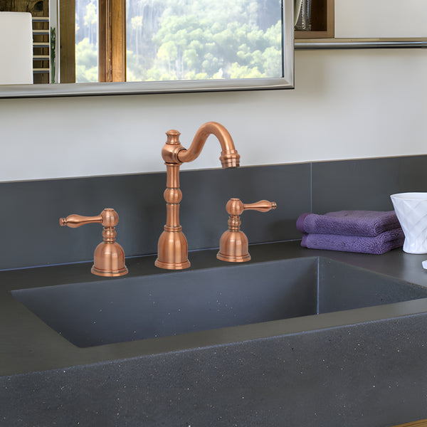 Two-Handle Copper Widespread Bathroom Sink Faucet