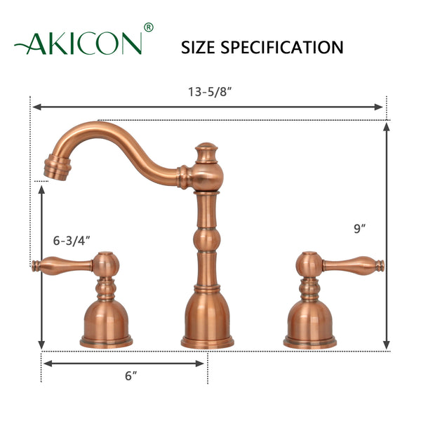 Two-Handle Copper Widespread Bathroom Sink Faucet