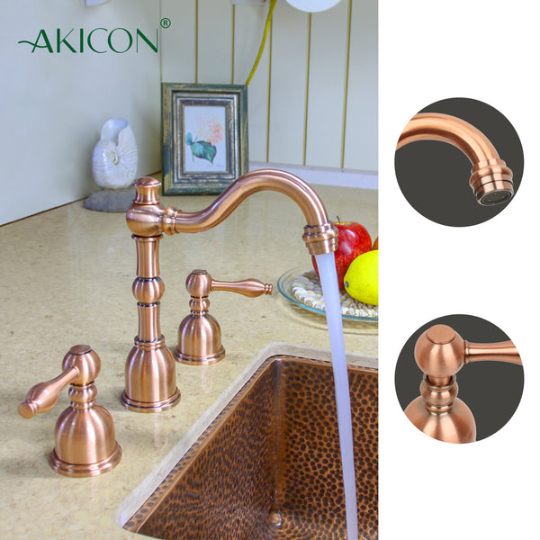 Two-Handle Copper Widespread Bathroom Sink Faucet