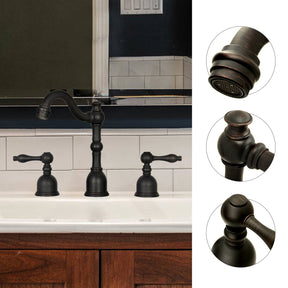 Two-Handle Oil Rubbed Bronze Widespread Bathroom Sink Faucet - AK41518ORB