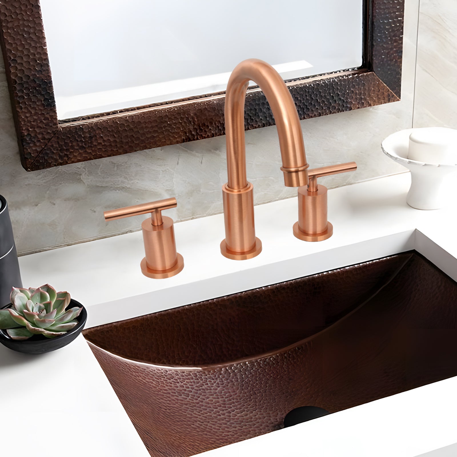 Two-Handle Copper Widespread Bathroom Sink Faucet-AK41566C