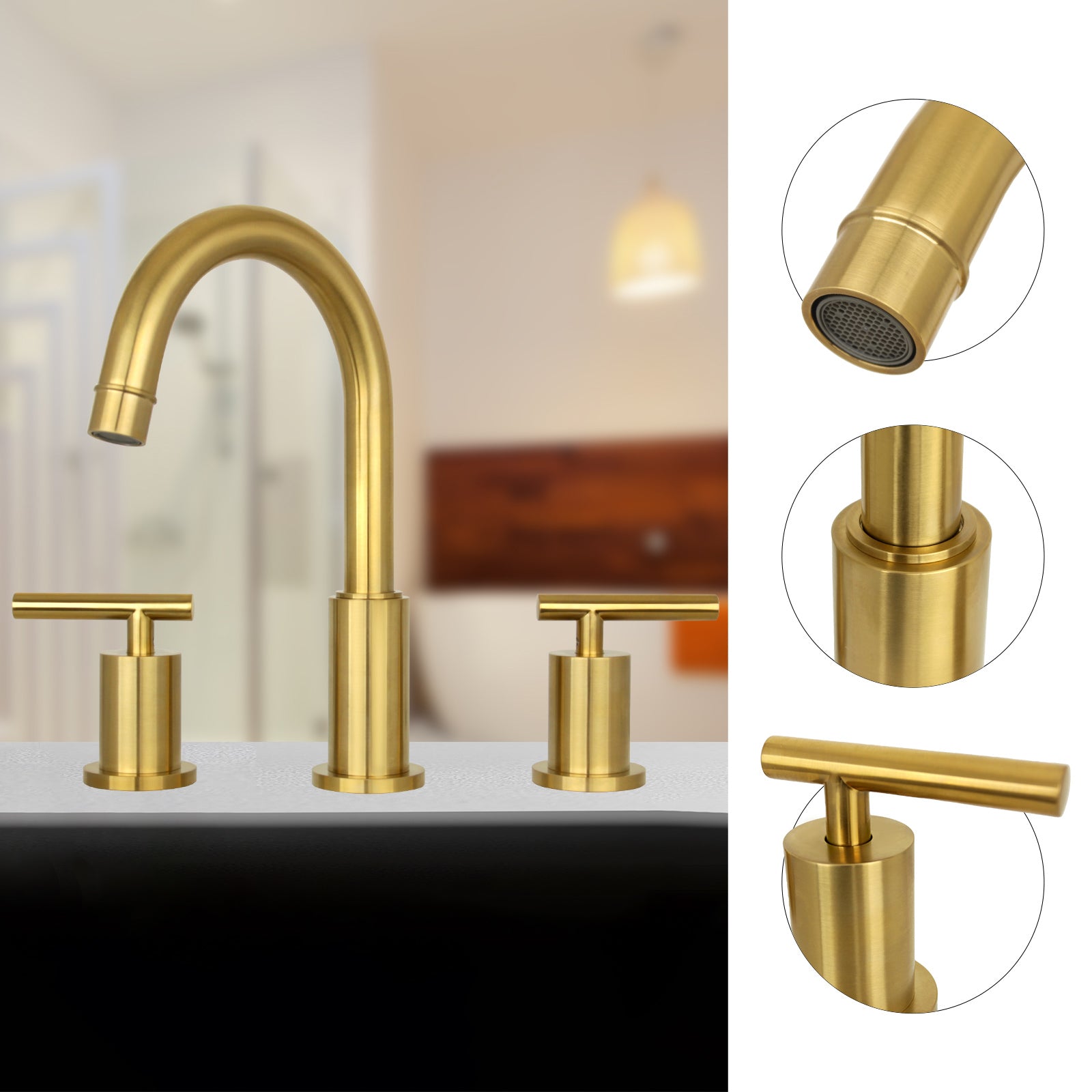 Two-Handle Copper Widespread Bathroom Sink Faucet - AK41566BTG