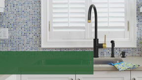 One-Handle Matte Black & Brushed Gold Widespread Kitchen Faucet with Side Sprayer-AK96966-BLBG