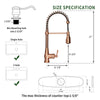 Copper Kitchen Faucet with Soap Dispenser, Single Handle Solid Brass High Arc Pull Down Sprayer Head Kitchen Sink Faucets with Deck Plate