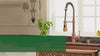 Copper Pre-Rinse Spring Kitchen Faucet, Single Level Solid Brass Kitchen Sink Faucets with Pull Down Sprayer - AK96565C