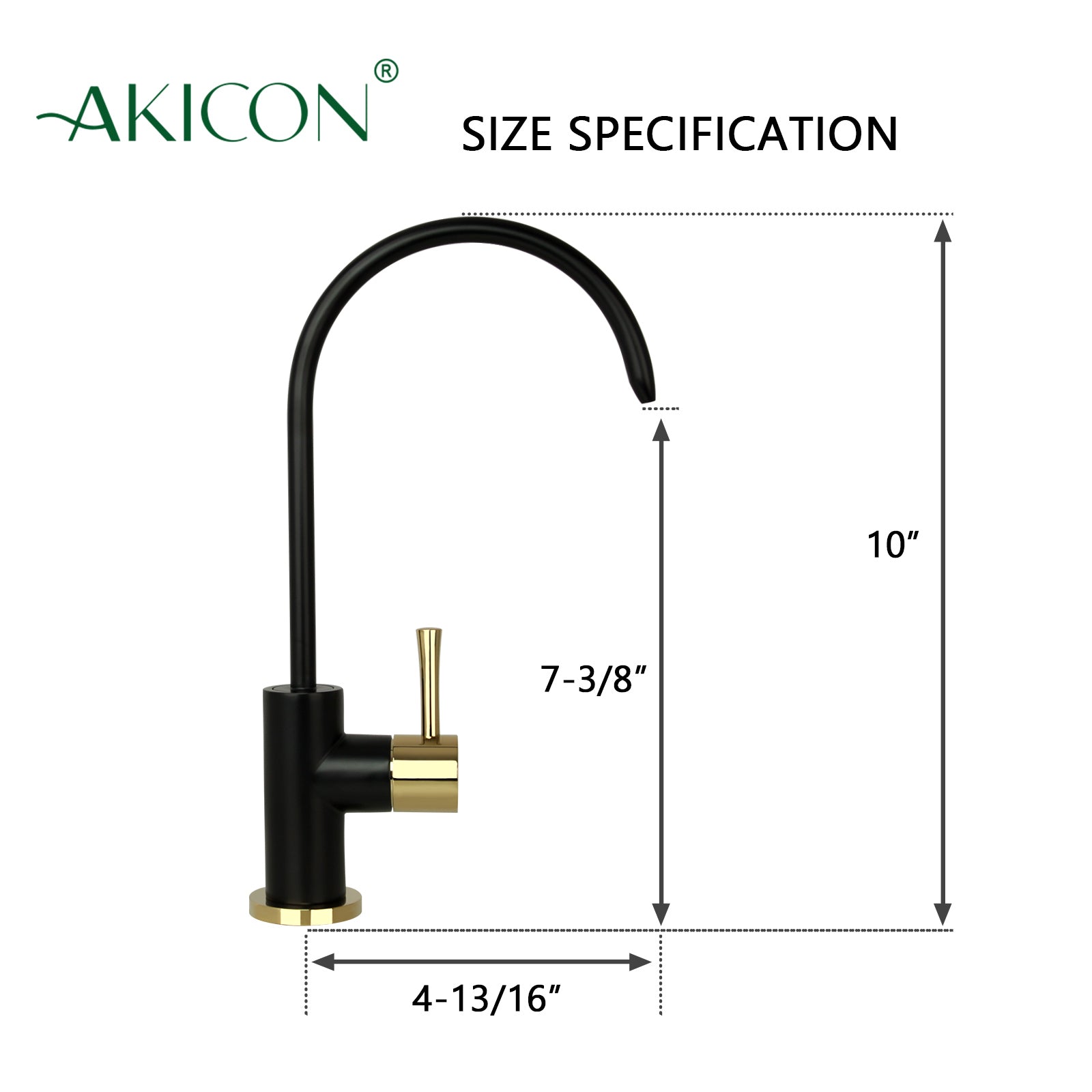 One-Handle Matte Black & Gold Drinking Water Filter Faucet Water Purifier Faucet - AK97703BLZG