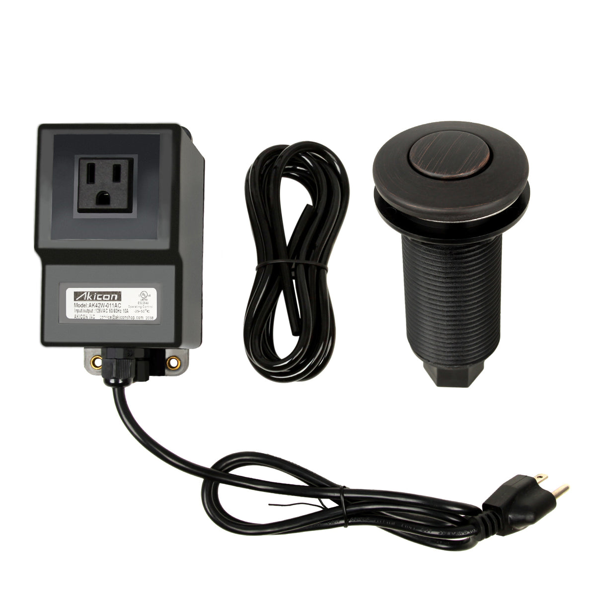 Single Outlet Antique Oil Rubbed Bronze Garbage Disposal Kitchen Air Switch Kit - AK79001A-ORB