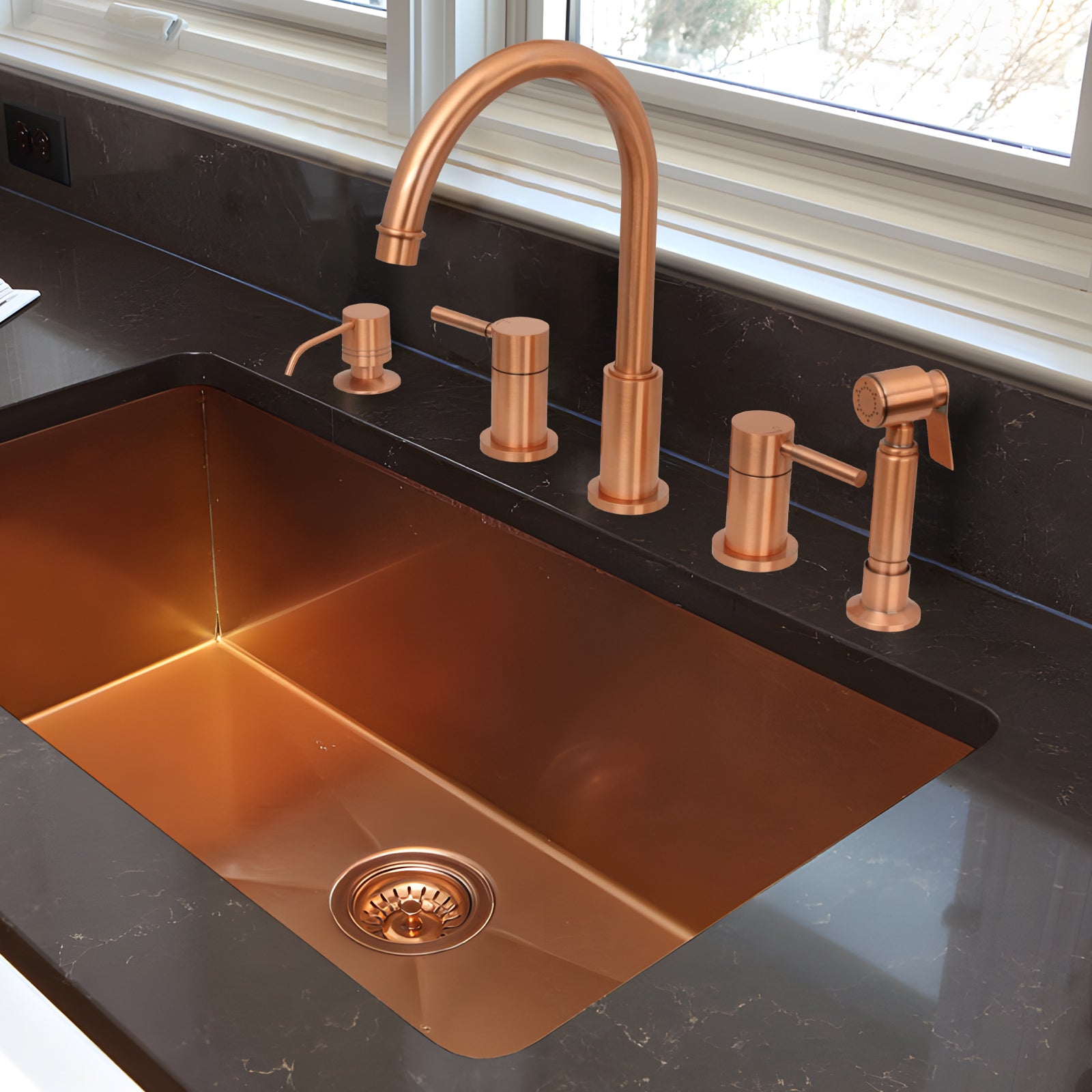 Built in Copper Soap Dispenser Refill from Top with 17 OZ Bottle - AK81002C