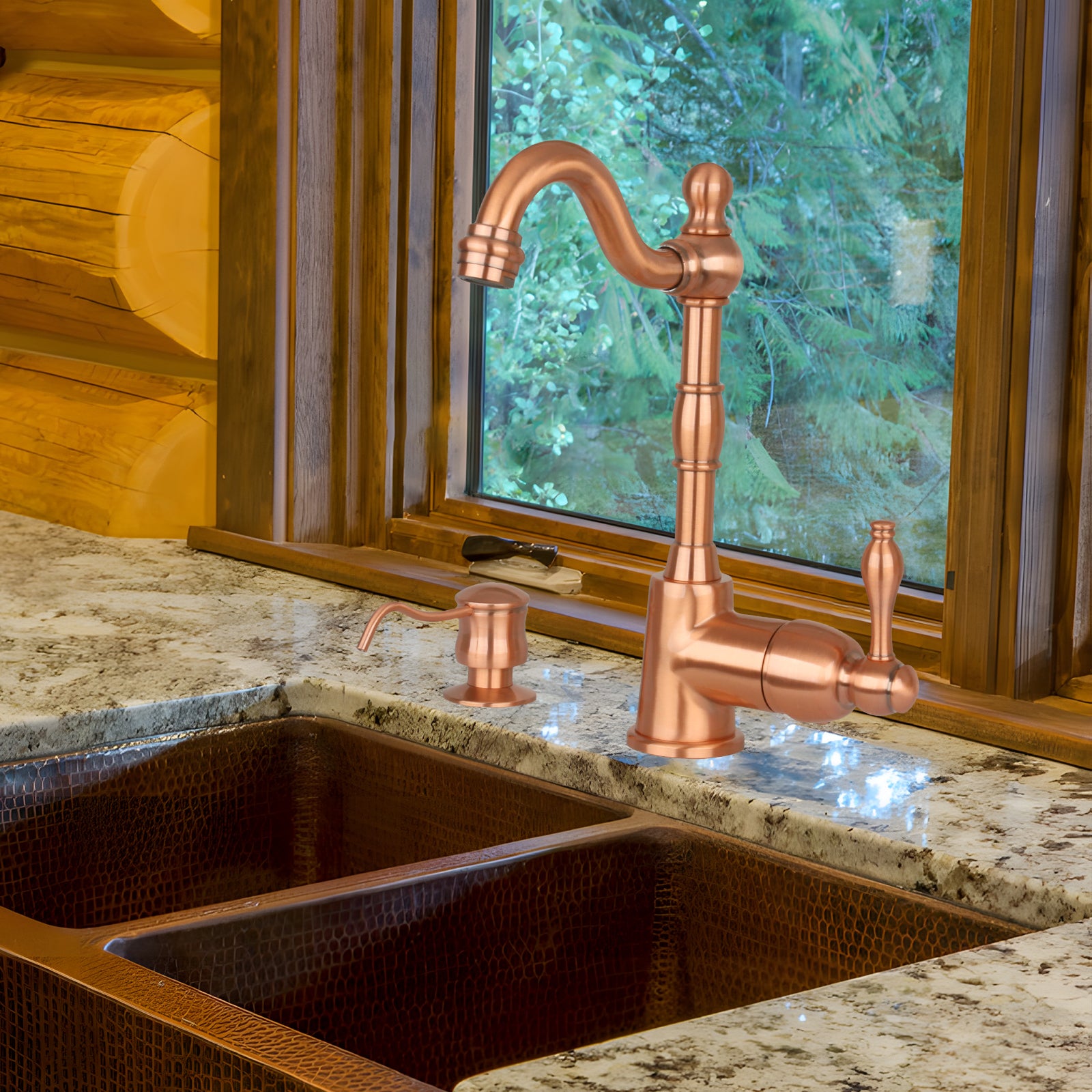 Built in Copper Soap Dispenser Refill from Top with 17 OZ Bottle - AK81006C