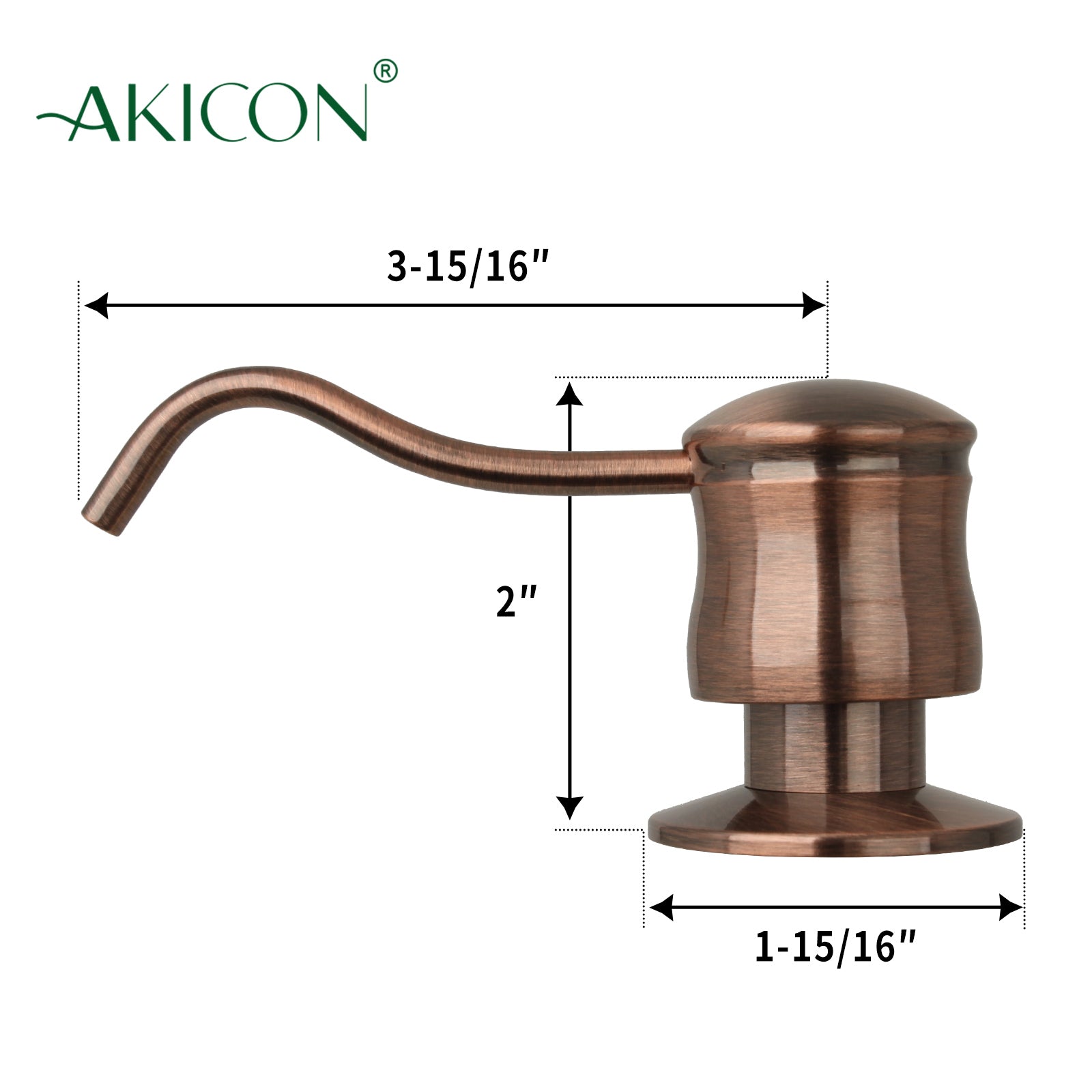 Built in Antique Copper Soap Dispenser Refill from Top with 17 OZ Bottle - AK81006AC