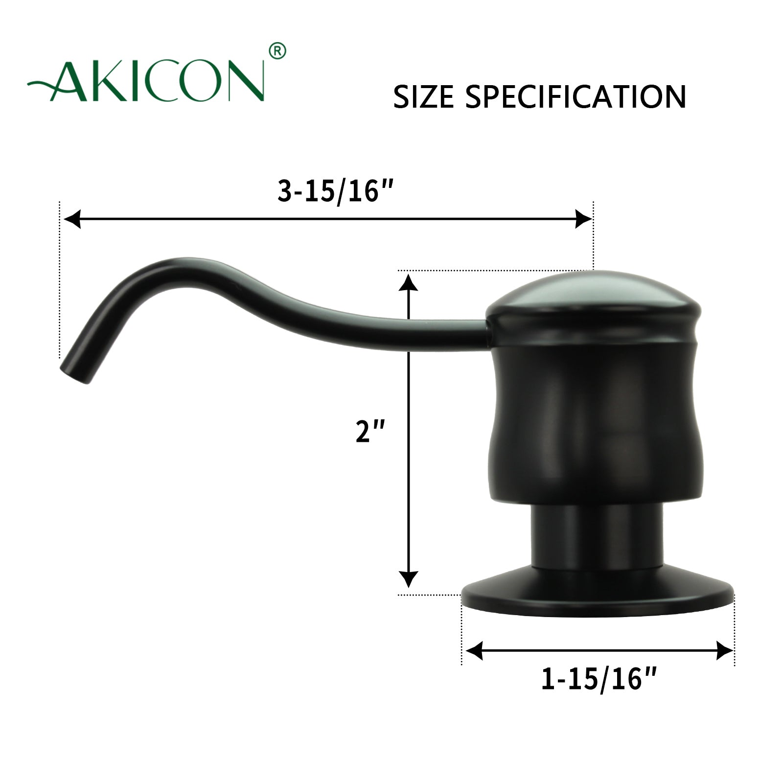 Built in Matte Black Soap Dispenser Refill from Top with 17 OZ Bottle - AK81006MB