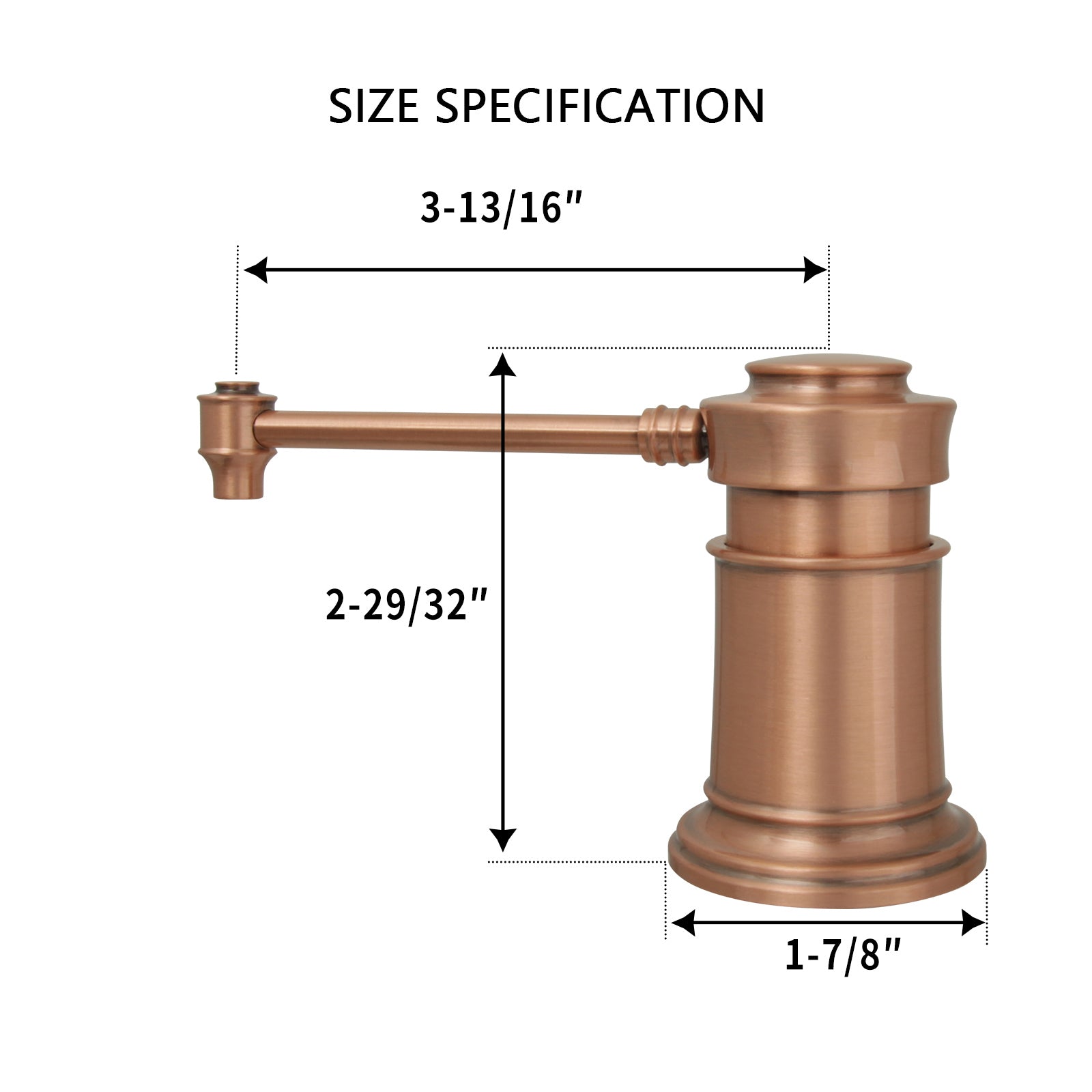 Built in Copper Soap Dispenser Refill from Top with 17 OZ Bottle - AK81018C