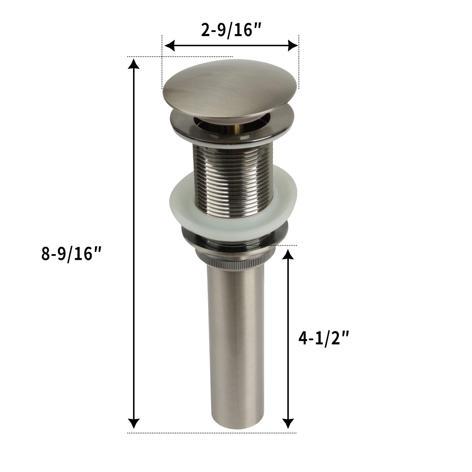 Brushed Nickel Push Button Bathroom Sink Drain Stopper Without Overflow - AK82001BN