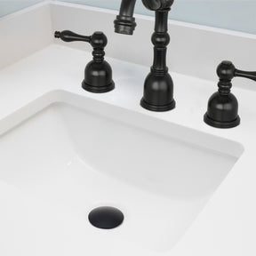 Matte Black Push Button Bathroom Sink Drain Stopper Without Overflow - AK82001MB