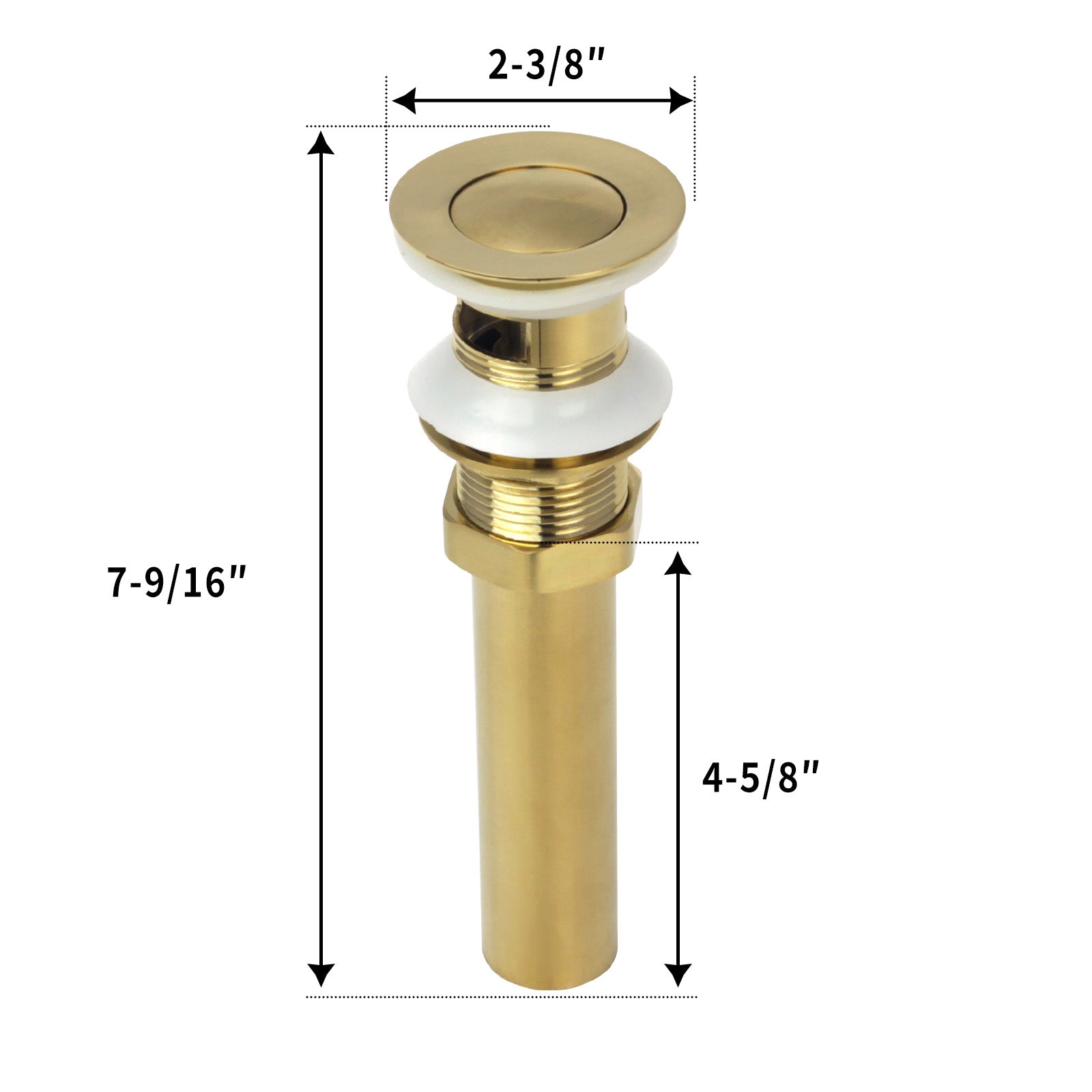 Brushed Gold Pop up Drain Stopper With Overflow - AK82003BTG