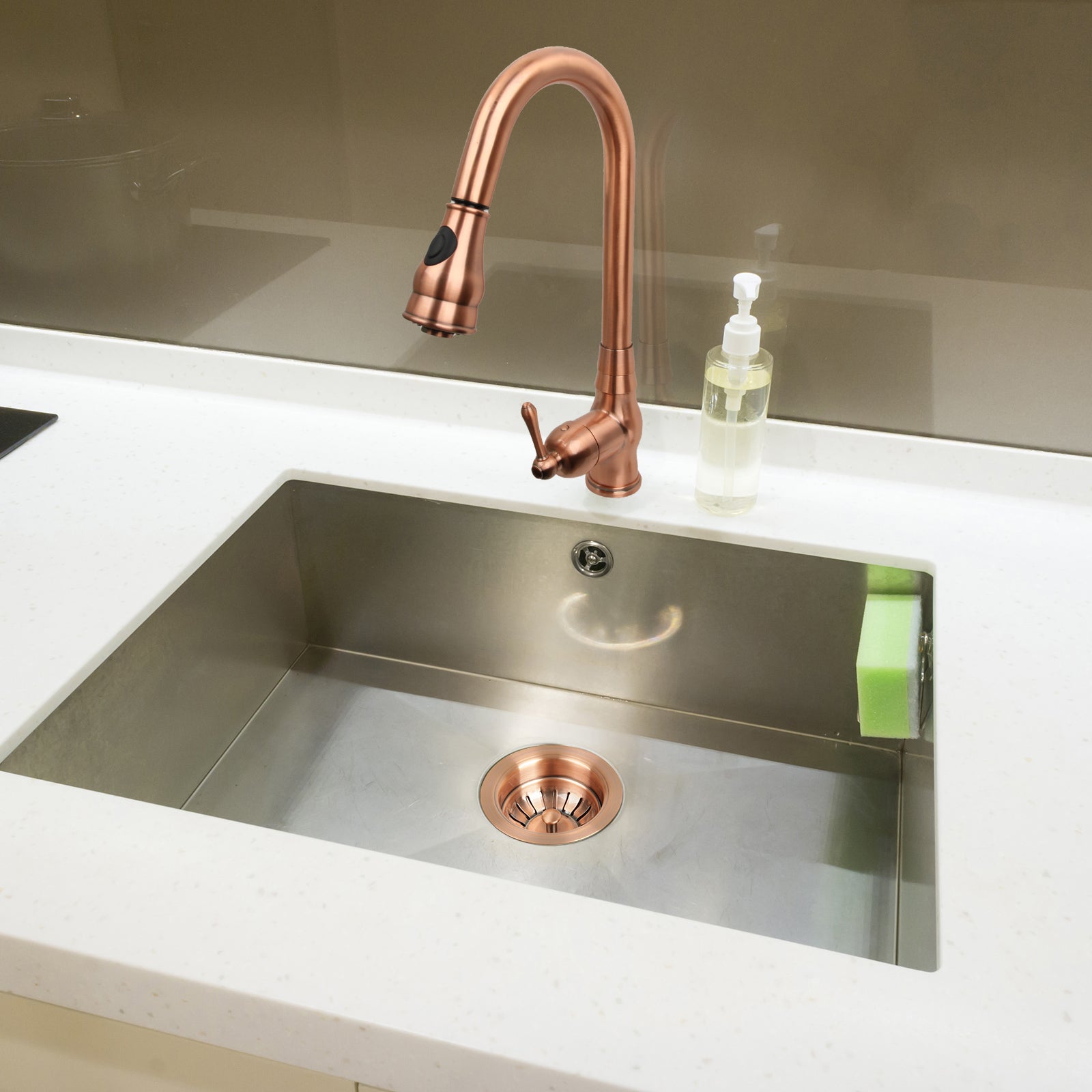 Copper Kitchen Sink Stopper Replacement for 3-1/2 Inch Standard Strainer Drain - AK82102C