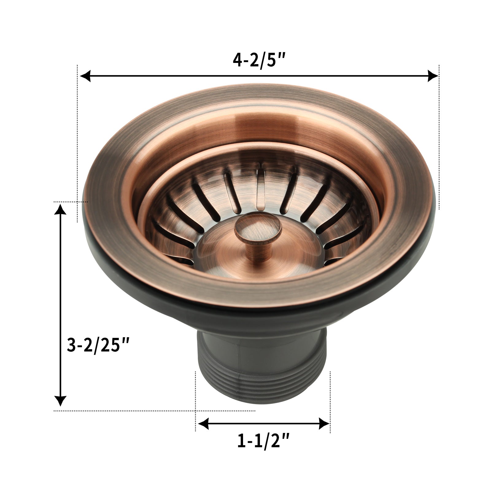 Antique Copper Kitchen Sink Stopper Replacement for 3-1/2 Inch Standard Strainer Drain - AK82102AC