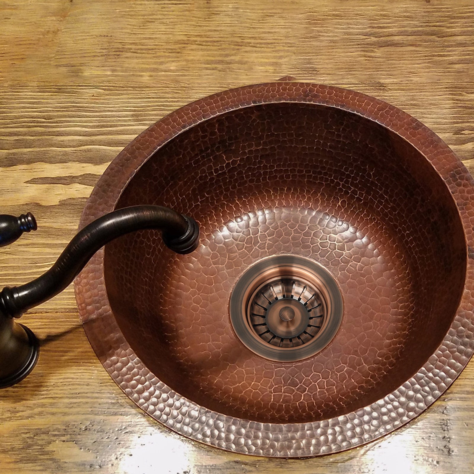 Antique Copper Kitchen Sink Stopper Replacement for 3-1/2 Inch Standard Strainer Drain - AK82102AC